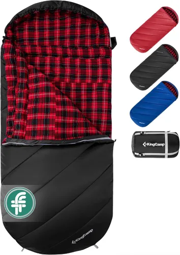 Miniatura 9 de KingCamp Sleeping Bag for Adults Big and Tall, Cold Weather Camping Sleeping Bag with Soft 100% Cotton Flannel Lining, Portable Lightweight Outdoor