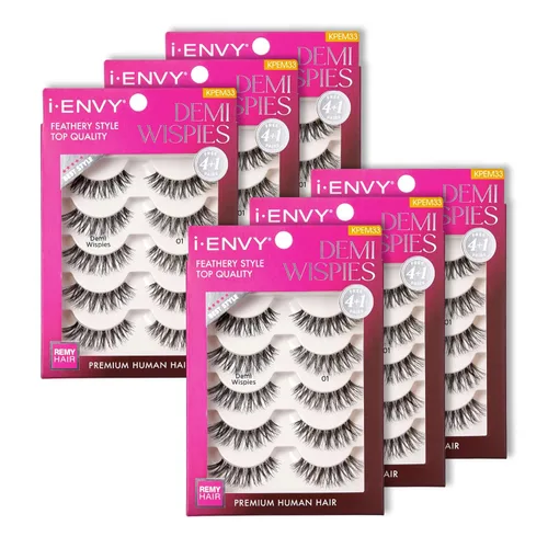 Miniatura 15 de i-ENVY - 5 pares de pestañas postizas Demi Wispies (1 paquete), cabello 100% humano de calidad premium, pestañas esponjosas y plumosas con volumen