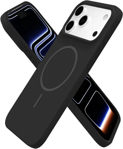 Miniatura 279 de oakxco Funda de silicona Mag Safe para iPhone 17 Pro Max, funda magnética delgada y fina compatible con carga inalámbrica MagSafe, bonita funda Negro