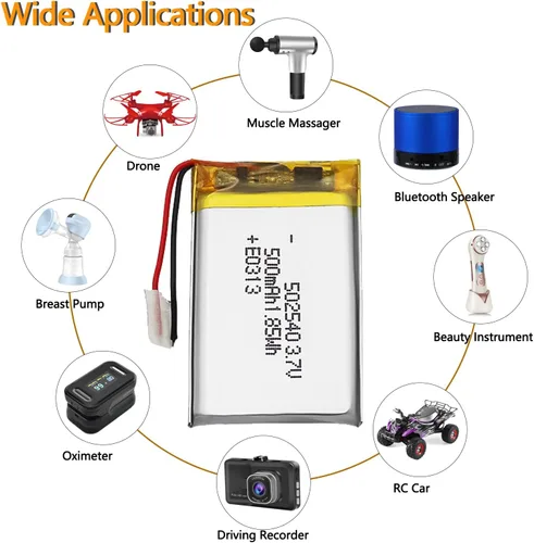 Miniatura 2 de Batería de repuesto recargable NI-MH de 3.7V 500mAh 502540 para coches de juguete, drones, accesorios de batería de instrumentos de belleza