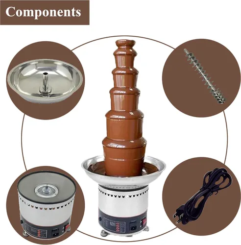 Miniatura 8 de Máquina de fuente de chocolate para fiesta, 6 niveles, acero inoxidable, fuente de chocolate caliente, fuente de cascada, fuente de fondue