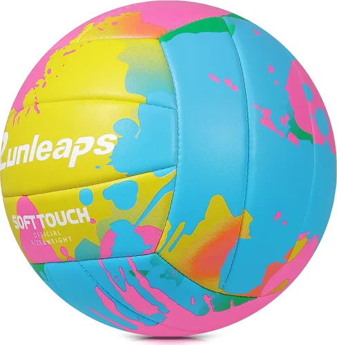 Miniatura 2 de Runleaps Pelota de voleibol de playa, tamaño oficial 5, suave, impermeable, para deportes de arena, pelota de poliuretano para interiores