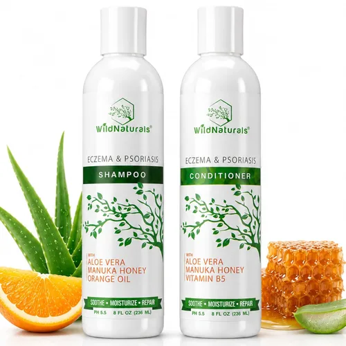 Eczema Psoriasis Champú y acondicionador para hombres y mujeres - Champú anticaspa para cuero cabelludo seco y cabello - Dermatitis seborreica para