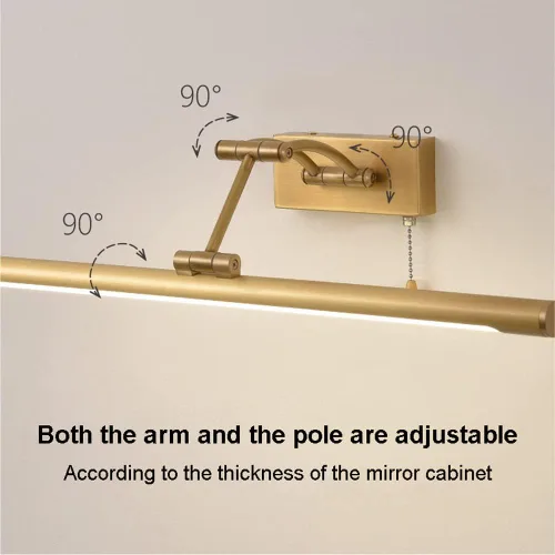 Miniatura 4 de Lámpara de pared LED ajustable de cobre para espejo de baño: lámpara de tocador moderna con interruptor de cadena para UNA decoración elegante