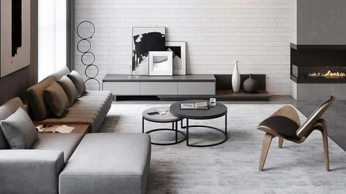 Miniatura 9 de homary Soporte de TV extensible y mesa auxiliar anidable, centro de entretenimiento moderno de 2 piezas con cajones para sala de estar
