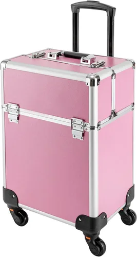 Miniatura 10 de Estuche de tren de maquillaje rodante, cosméticos, maquillaje, belleza, salón de uñas, peluquería, con compartimento de espuma de 12 compartimentos
