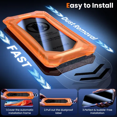Miniatura 3 de UniqueMe Protector de pantalla de privacidad para iPhone 16 / iPhone 15 – [Grado militar inastillable y dureza 9H+] Protector de pantalla de vidrio