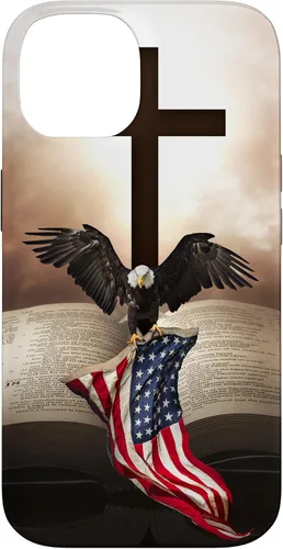 Miniatura 4 de Pretty Christian Cross Bible A Bald Eagle Grip American Flag Case for iPhone 17