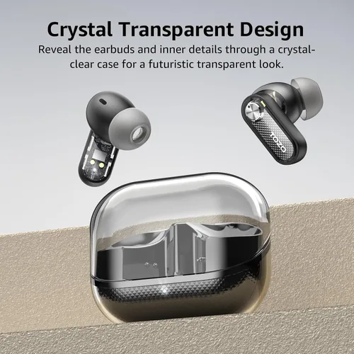 Miniatura 2 de TOZO Crystal Pods - Auriculares inalámbricos híbridos con cancelación activa de ruido, controladores de 0.394 in, graves profundos, 4 micrófonos