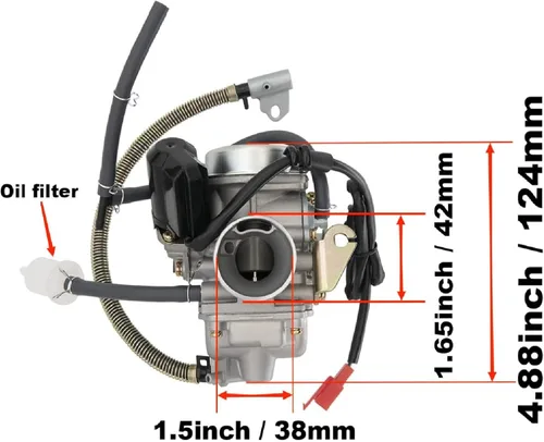 Miniatura 2 de PD24J GY6 Carburador de 150cc Compatible para Ciclomotor ATV Go Kart Scooter 125cc 150cc 4-Tiempos Motor 150cc Kazuma Taotao Roketa SunL Baja Eagle