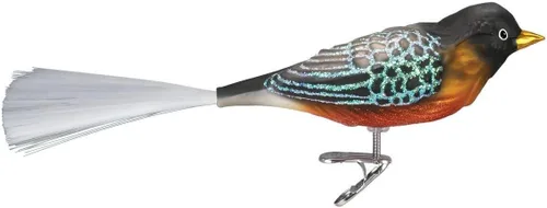 Miniatura 13 de Old World Christmas Baltimore Oriole - Adorno de vidrio soplado para árbol de Navidad, decoración navideña artesanal, colección de clips