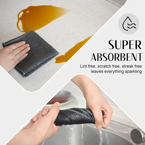 Miniatura 4 de SINLAND Paño de limpieza de microfibra súper absorbente, paños de cocina de secado rápido, sin rayas, paños de vidrio, 12 x 12 pulgadas, paquete