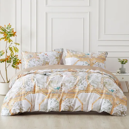 Miniatura 54 de SAPHREAS Juego de Funda de Edredón de Flores Rosas 2 piezas Algodón Estilo Jardín Campanilla Floral Ropa de Cama Juego de Funda de Edredón 100%