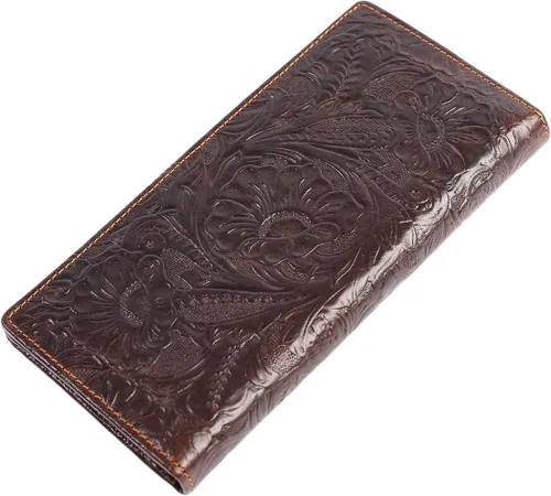 Miniatura 8 de Cartera larga de cuero genuino para mujer