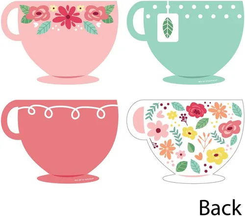 Miniatura 3 de Big Dot of Happiness Floral Let's Par-Tea - Decoraciones para tazas de té, artículos esenciales para fiestas de té en jardín, juego de 20