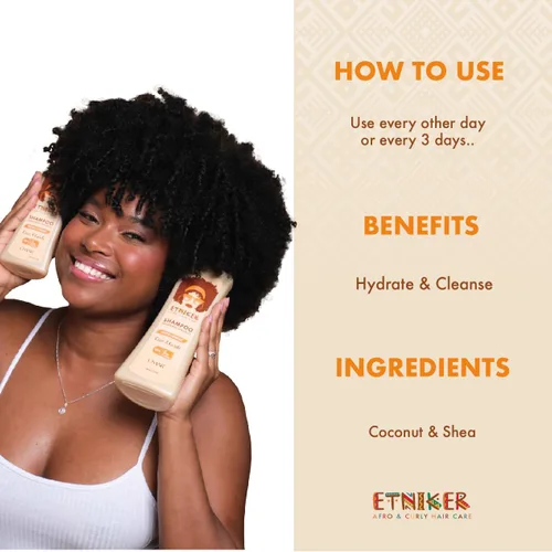 Miniatura 3 de ETNIKER Curl Hair Care Trio: Champú nutritivo, mascarilla acondicionadora profunda y espuma definidora de rizos Limpia, hidrata, desenreda