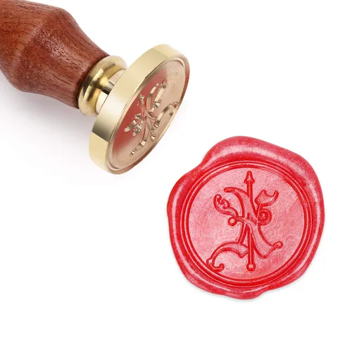 Miniatura 4 de Mceal Sello de cera, sello de latón con mango de madera, letra victoriana Y