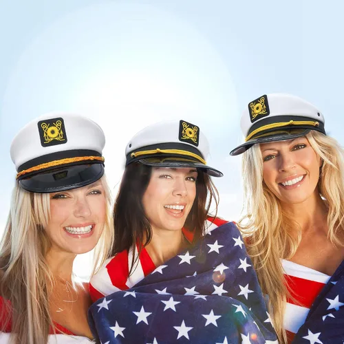 Miniatura 3 de Paquete de 20 sombreros de capitán ajustables blancos marineros azul marino sombreros para Halloween Cruise Line Capitán fiesta temática cosplay