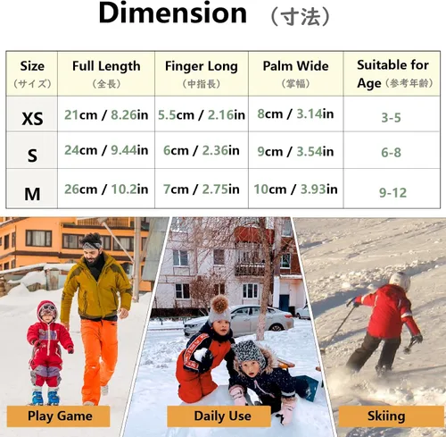 Miniatura 2 de JEELAD Guantes de nieve para niños, guantes de esquí de invierno, guantes de snowboard para niños y niñas, guantes de nieve de invierno