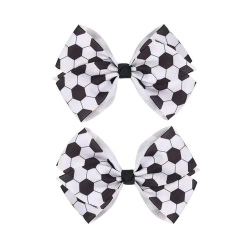 Pinzas para el pelo de fútbol, cinta de fútbol, accesorios para el cabello para niñas, pinzas para el cabello de fútbol, 2 unidades, color negro