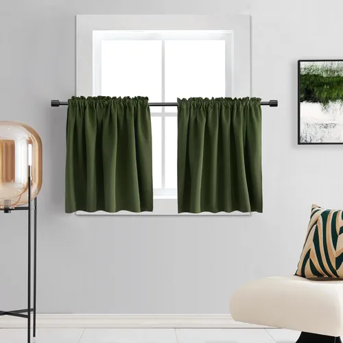 Miniatura 29 de DONREN - Cortinas blackout de 2 paneles con bolsillo para cortinero Negro