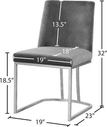 Miniatura 3 de Meridian Furniture Heidi Collection Modern - Silla de comedor tapizada de terciopelo contemporáneo con marco de metal cromado pulido, juego de 2, 19