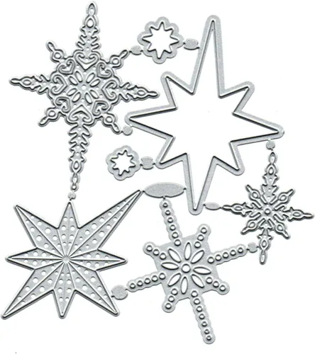 Miniatura 2 de Juego de 7 piezas de troqueles de metal con diseño de copo de nieve Starlight, troqueles de corte de tarjetas de copo de nieve de Navidad