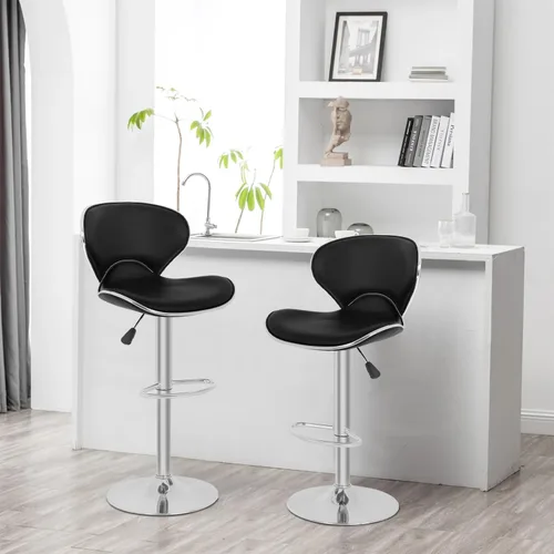 Miniatura 2 de PayLessHere Taburetes de bar taburetes de mostrador con altura ajustable giratorias, respaldo de piel sintética, juego de 2 sillas de comedor