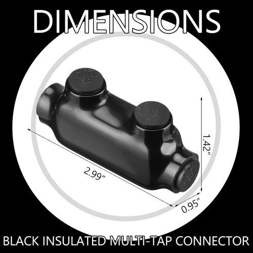 Miniatura 3 de Copkim 5 Piezas Conectores de Cable Aislados Negros Conector de Empalme 2 Puertos Terminales de Soldadura de Cable Múltiple Empalmadores de Cable