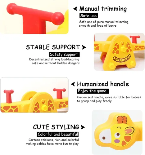 Miniatura 4 de Joyful Yellow Giraffe Teeter Totter Seesaw: diversión mecedora para dos niños pequeños o niños; juguetes para interiores y exteriores para niños