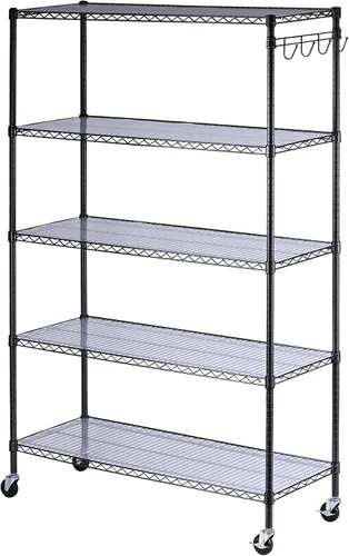 Miniatura 9 de Alera Kit de estantería de alambre de 5 estantes con ruedas y revestimientos para estantes, 36 pulgadas de ancho x 18 pulgadas de profundidad x 72
