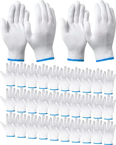 SATINIOR 36 pares de guantes de trabajo de mano, forro de algodón blanco, guantes de seguridad para barbacoa, forro para hombres y mujeres,
