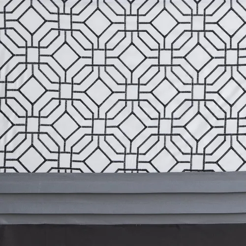 Miniatura 6 de 510 DESIGN Cortina de ducha, diseño bordado geométrico texturizado con forro integrado, decoración moderna de baño de mediados de siglo, lavable a