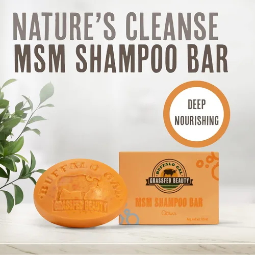 Miniatura 2 de MSM + Barra de champú Tallow - Citrus - Champú sólido sin sulfato para cabello suave, brillante y manejable - pH equilibrado, sin silicona, sin