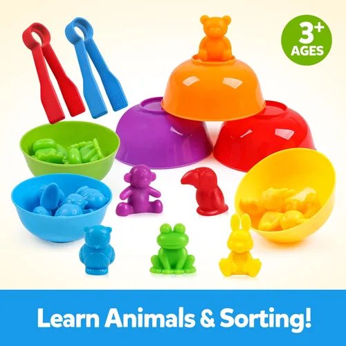Miniatura 2 de GKDOMS Juguete de contar animales, juego a juego con cuencos de clasificación, actividades de aprendizaje preescolar, juguetes sensoriales