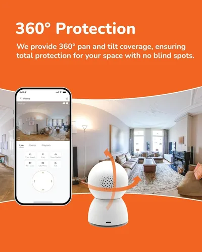 Miniatura 3 de SensForge Cámara de seguridad Pan-Tilt de 2.5K, cámara WiFi de doble banda de 360° para el hogar, detección gratuita de IA humanos y mascotas, nube