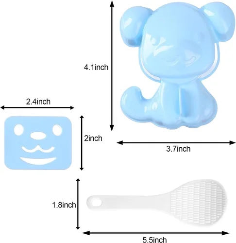 Miniatura 6 de HIBILDER Molde de bola de arroz – Perro en forma de perro, 1/2 taza, plástico, animal, niños almuerzo Bento accesorios