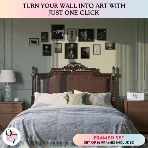 Miniatura 3 de 97 Decor Dark Academia Decor - Impresiones artísticas góticas victorianas para pared, imágenes estéticas oscuras, pósteres góticos espeluznantes