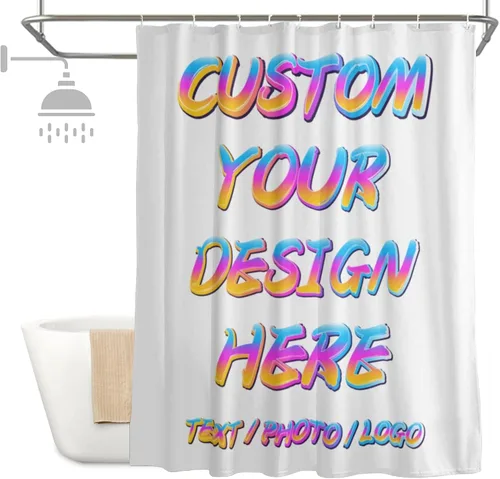 Miniatura 8 de Cortina de ducha personalizada personalizada tu diseño con fotos para baño, cortinas de ducha impermeables con 12 ganchos para baño, hotel
