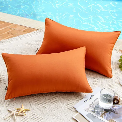 Miniatura 64 de MIULEE - Juego de 2 fundas de almohadas decorativas para exteriores, impermeables, cuadradas, para jardín, para cenador de primavera, tienda de Negro
