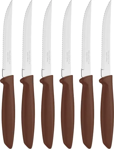 Miniatura 10 de Tramontina 23498054 - Juego de 6 cuchillos de cocina dentados con frutas y tomates, pelador de verduras, acero inoxidable, multiusos, punta Negro