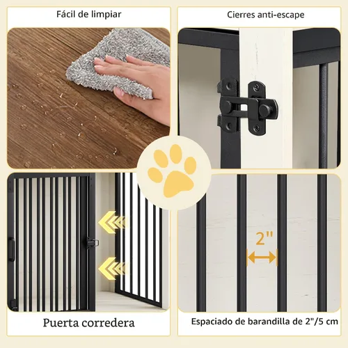 Miniatura 5 de Hzuaneri Mueble de jaula para perros de 27.2 pulgadas con puerta de granero, perrera resistente para interiores con 2 puertas, mesa auxiliar