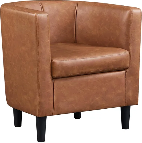 Miniatura 16 de Yaheetech - Silla de terciopelo decorativa, sillones modernos y cómodos, silla de sofá de barril tapizada para sala de estar, dormitorio, sala