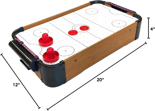 Miniatura 6 de Tradeopia Mini juego de hockey de aire de madera portátil con 2 huelguistas y 2 discos - hockey de aire de mesa