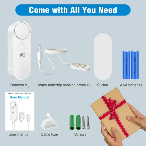 Miniatura 7 de Daytech Alarma de Sensor de Agua Detector de Fugas – Alerta fuerte de 100 dB, cable de detección de 6.5 pies, 4 niveles de volumen, sensor detector