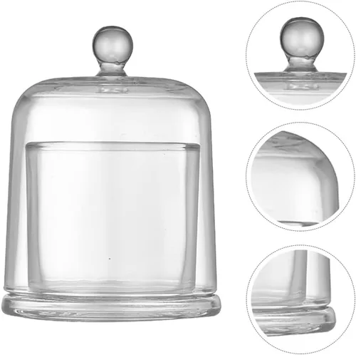 Miniatura 8 de Zerodeko Mantequillera de cristal con tapa con asa, contenedor de almacenamiento de aperitivos de frutas y postres, caja de queso rústica