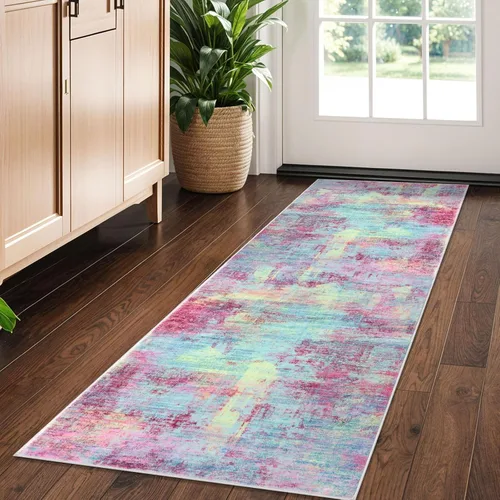 Miniatura 236 de IOHOUZE Alfombra pequeña abstracta de 2 x 3 pies, alfombra de entrada lavable para entrada interior, alfombras con respaldo de goma, alfombra gris