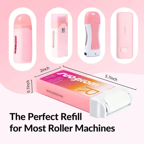 Miniatura 6 de Waxfans Recambio de cera enrollable, rodillo de cera para depilación, 100% natural, fusión rápida, para cabello grueso y fino. Con 3.53 onzas Rosa