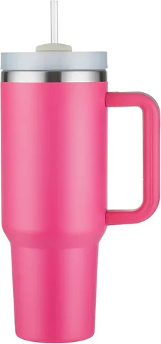 Miniatura 7 de Vaso personalizable de 40 onzas con asa y tapa con pajilla, regalos inspiradores para mujeres, colores vivos, acero inoxidable con aislamiento