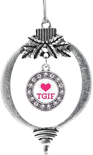 Miniatura 143 de Inspired Silver - Twin One - Adorno festivo de Navidad de plata - Adorno festivo de árbol de Navidad con dije de círculo y circonita cúbica